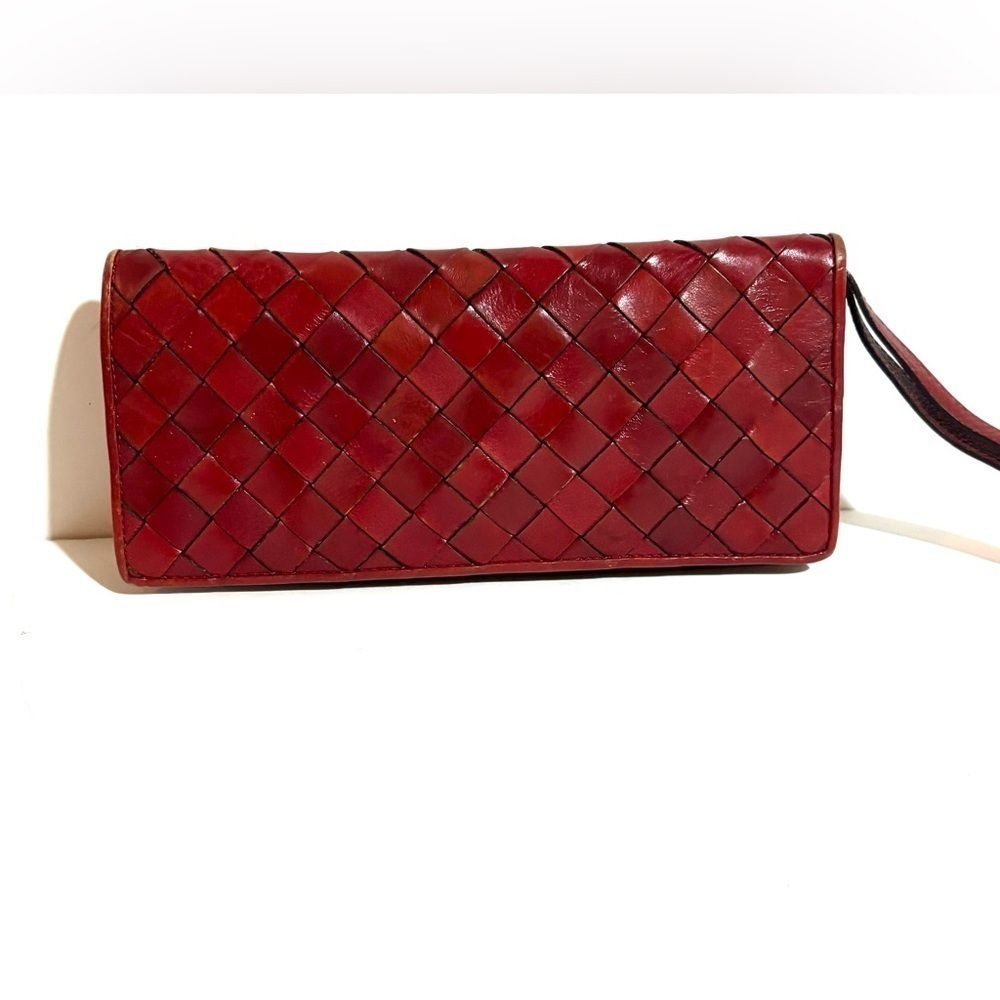Wilson leather Elegant Red Woven Leather Clutch